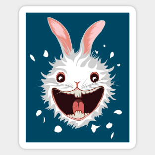 Crazy cute White rabbit smiling face Sticker